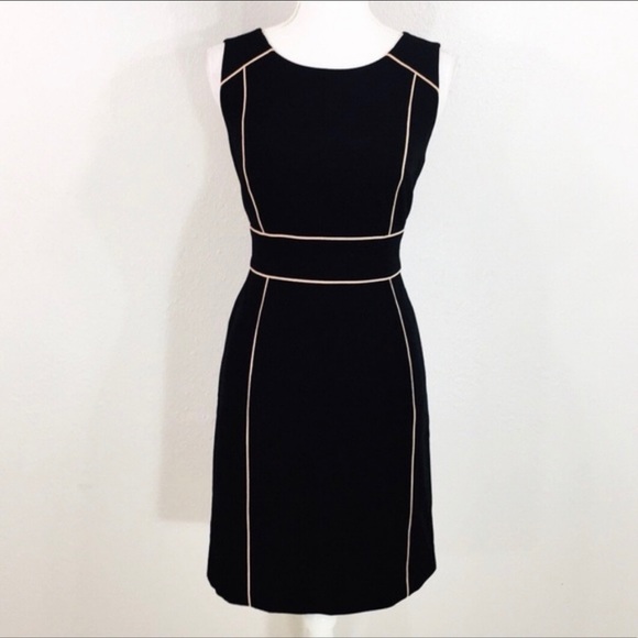 LOFT Dresses & Skirts - Loft Black Sleeveless Sheath Dress Pink Piping